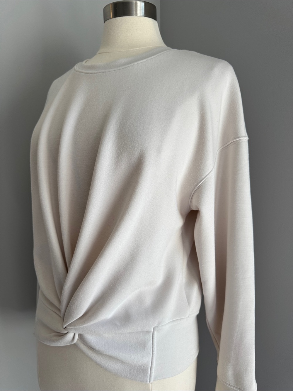 For The Republic Twist Front Crewneck Sweatershirt - Cream, Size L